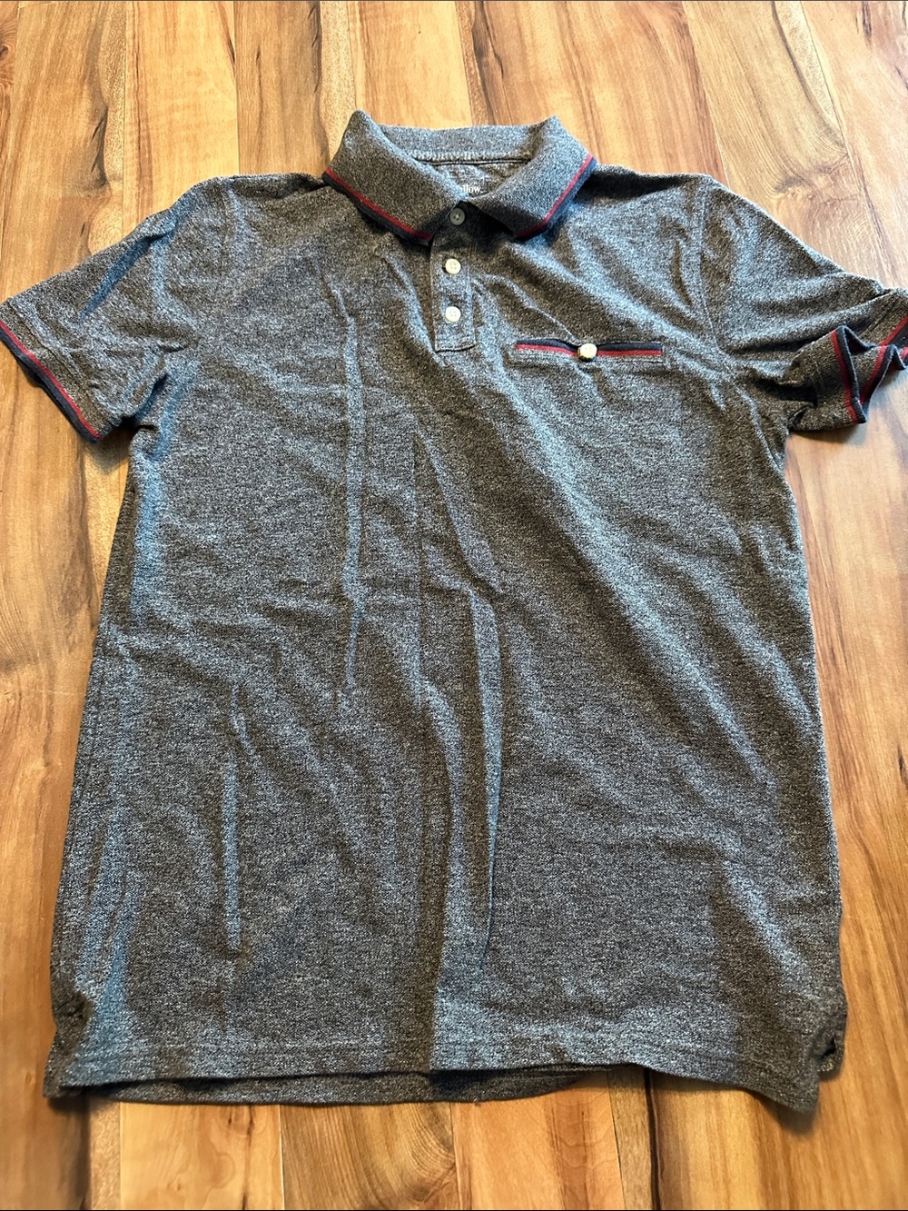 Goodfellow & Co Heather Gray Polo with Red Trim